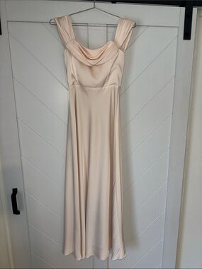 Birdy Grey Junior Bridesmaid Champagne Satin Cowl Neck Formal Dress